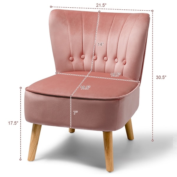 dimension image slide 2 of 3, Costway Armless Accent Chair Tufted Velvet Leisure Chair Single Sofa