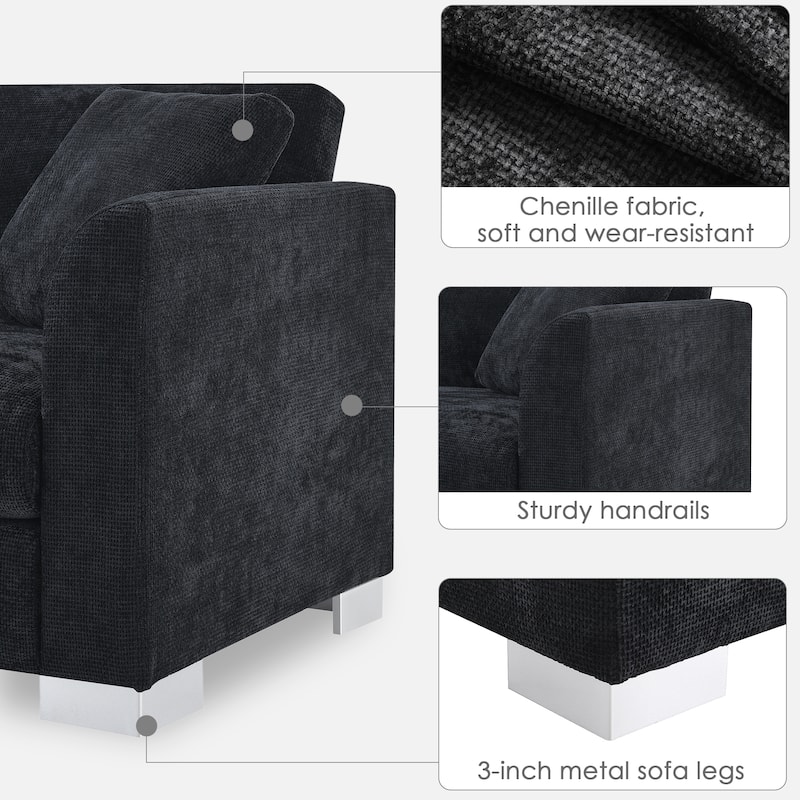 Roomfitters 96*56" Modern Cloud Sectional Sofa, L-Shaped Luxury Couch Set with 2 Pillows, 4-Seat Indoor Furniture