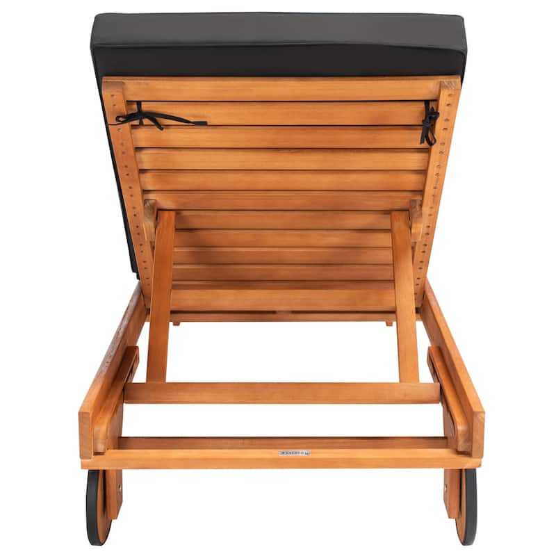 SAFAVIEH Outdoor Aubrie Adjustable Chaise Lounge Chair with Wheel.