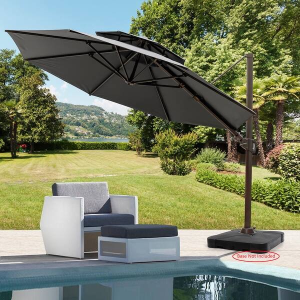 slide 2 of 38, VredHom 11.5 Ft Outdoor Double Top Cantilever Umbrella with Cross Stand