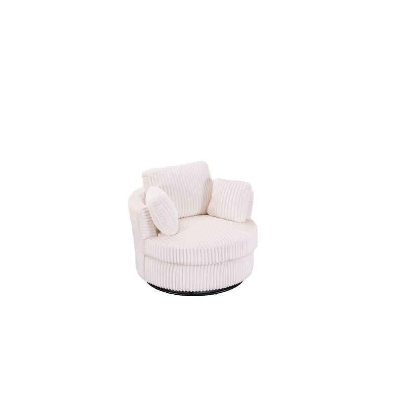 Corduroy 360° Swivel Barrel Chair with 4 Pillows and 400lb Weight Capacity