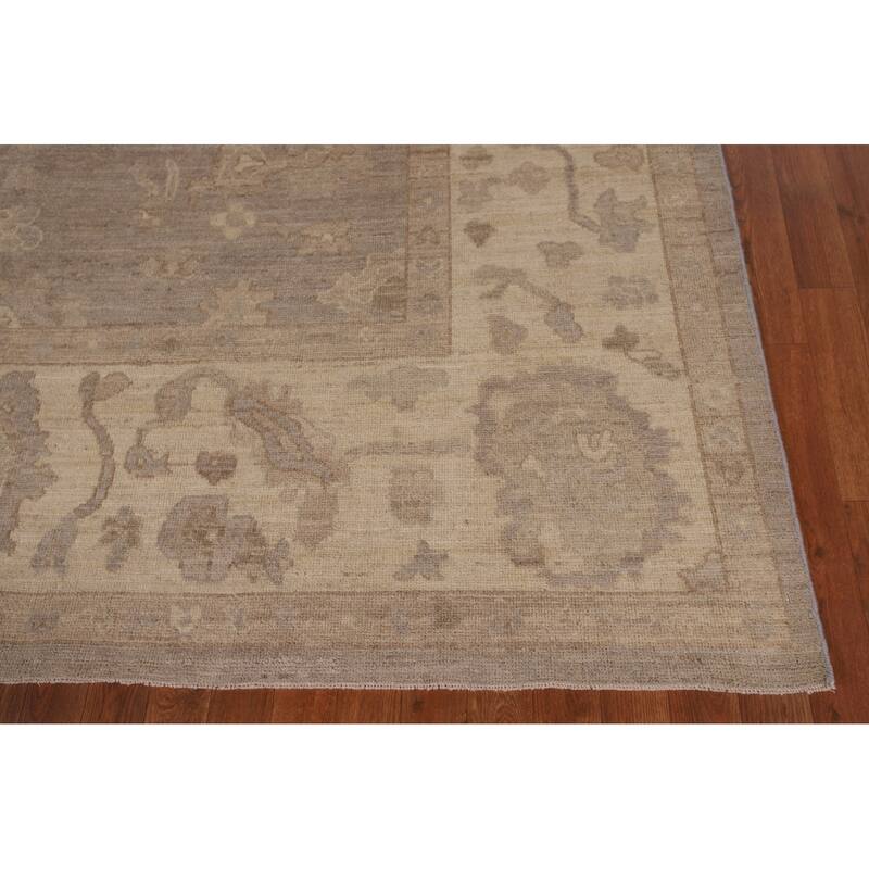 All-Over Vegetable Dye Oushak Area Rug Hand-Knotted Wool Carpet - 8'1" x 9'7"