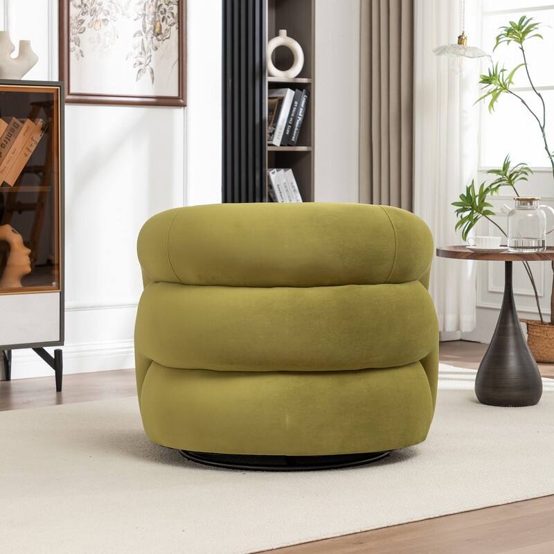 SEYNAR Modern Glam Velvet 360 Degree Swivel Accent Armchair with Tufted Back