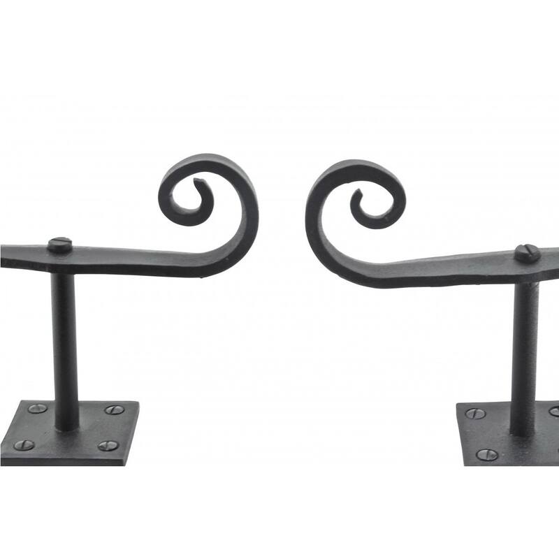 Black Shutter Dog Rat Tail Hand Forged Iron Rustproof Finish Pair Renovators Supply