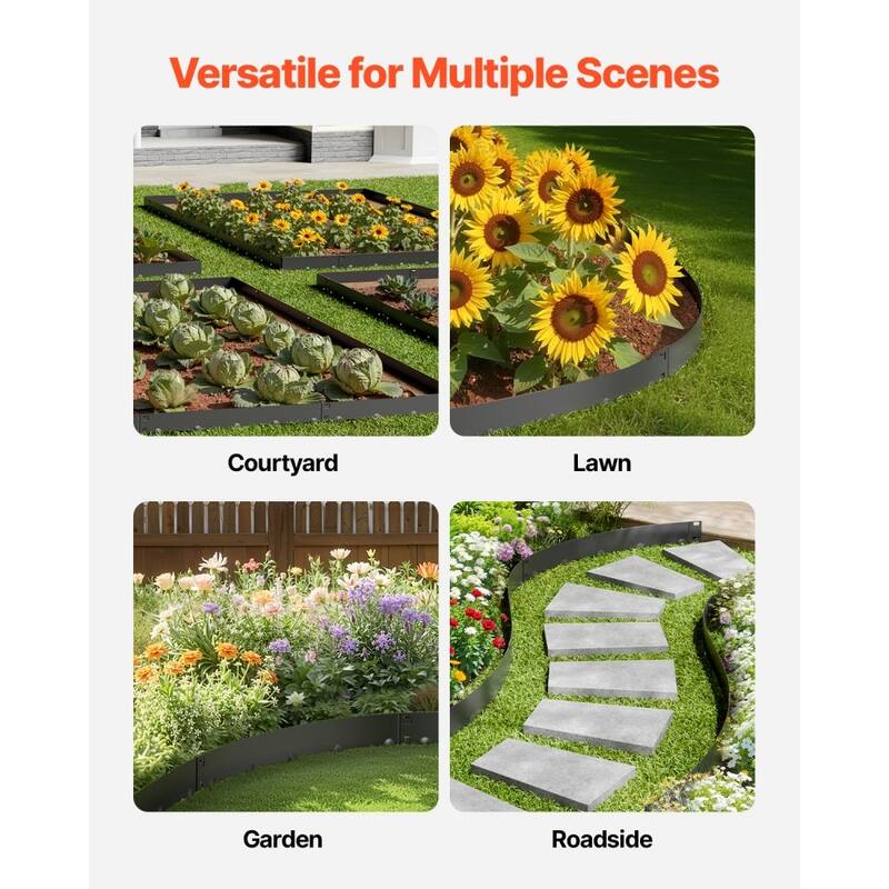 5-Pack 4"H Galvanized Steel Flexible Landscape Edging Borders with Spikes for Yard or Pathway - 39 x 7.13 x 0.06 in