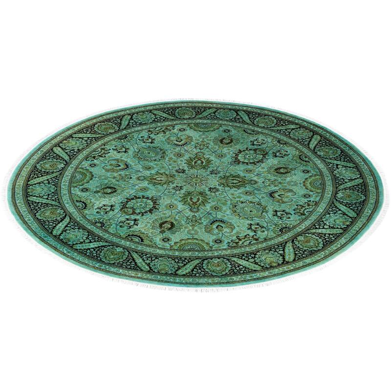 Overdyed One-of-a-Kind Hand-Knotted Area Rug - Green - 7' 1" x 7' 1"