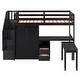 preview thumbnail 29 of 110, Twin/Full Size Loft Bed with Storage Staircase, Wardrobe and Desk, Solid Wood Loft Bedframe with 2 Storage Drawers and Shelves