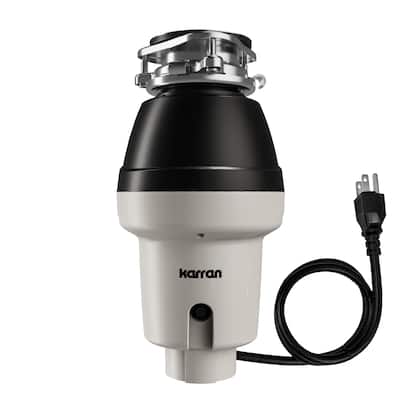 1/2 HP Continuous Feed Garbage Disposal for Kitchen Sinks with Power Cord and Accessories Included - Black and Grey