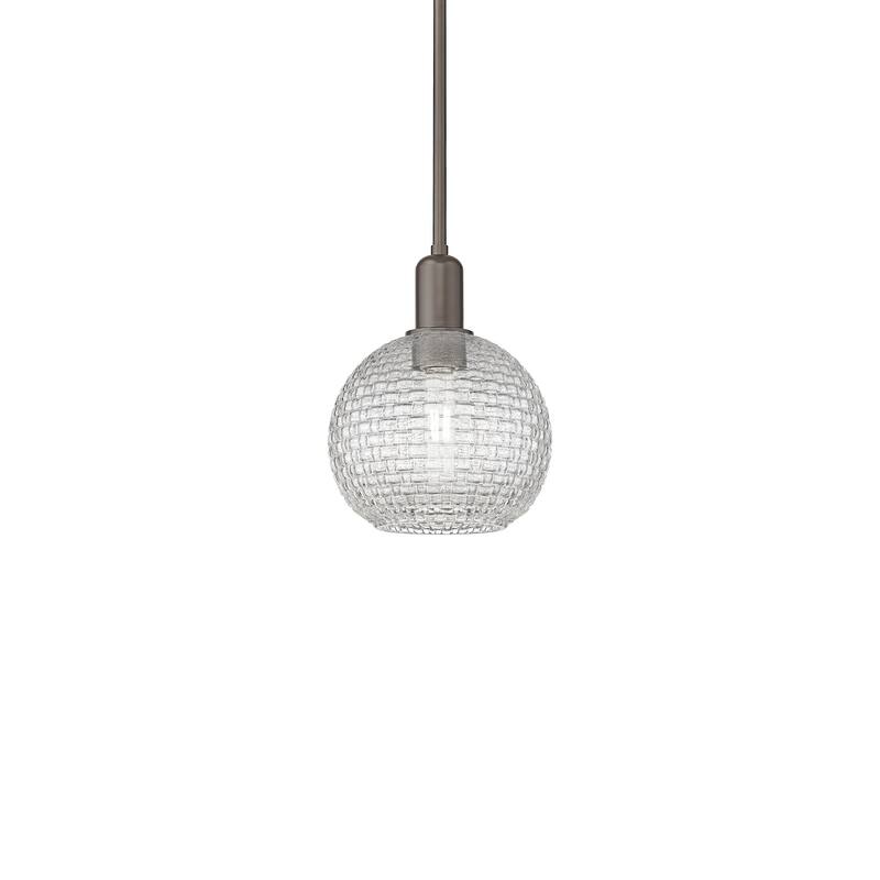 Innovations Lighting 716-1S-11-8 Athens Pendant Athens 8" Wide Mini - Oil Rubbed Bronze / Clear Basketweave