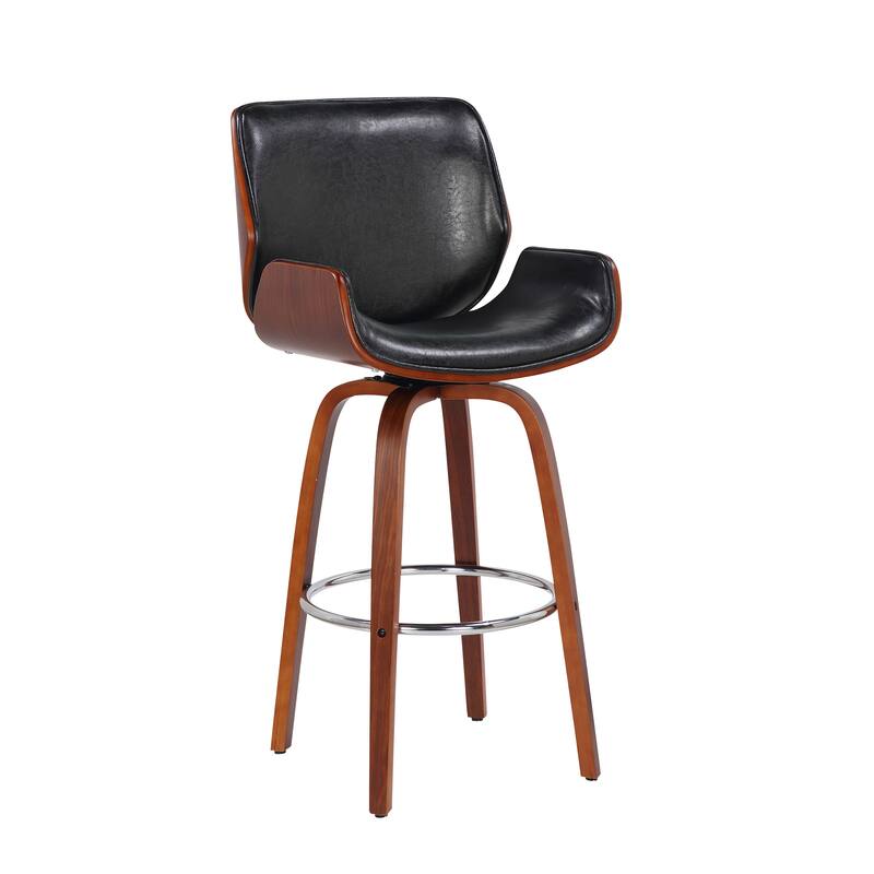 Porthos Home Miller Swivel Faux Leather Mid-Century Counter Stool - Black