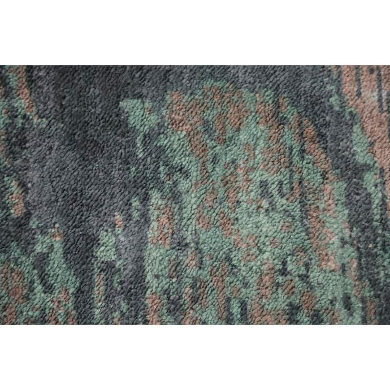 Hand Knotted Oriental Viscose Silk Carpet Modern Abstract Multi-Colored Abstract Area Rug - 7' 8'' X 5' 6''