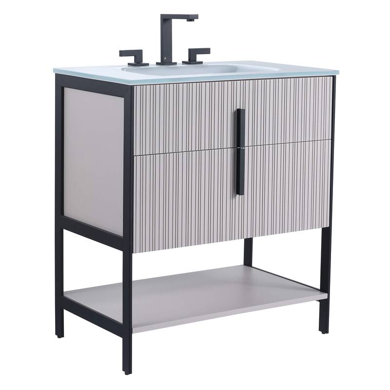 Fine Fixtures Serenity Modern bathroom vanity - Bright Taupe - Black Hardware