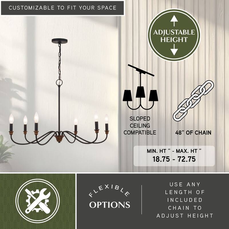 Annabelle 6 Light Farmhouse Candelabra Chandelier
