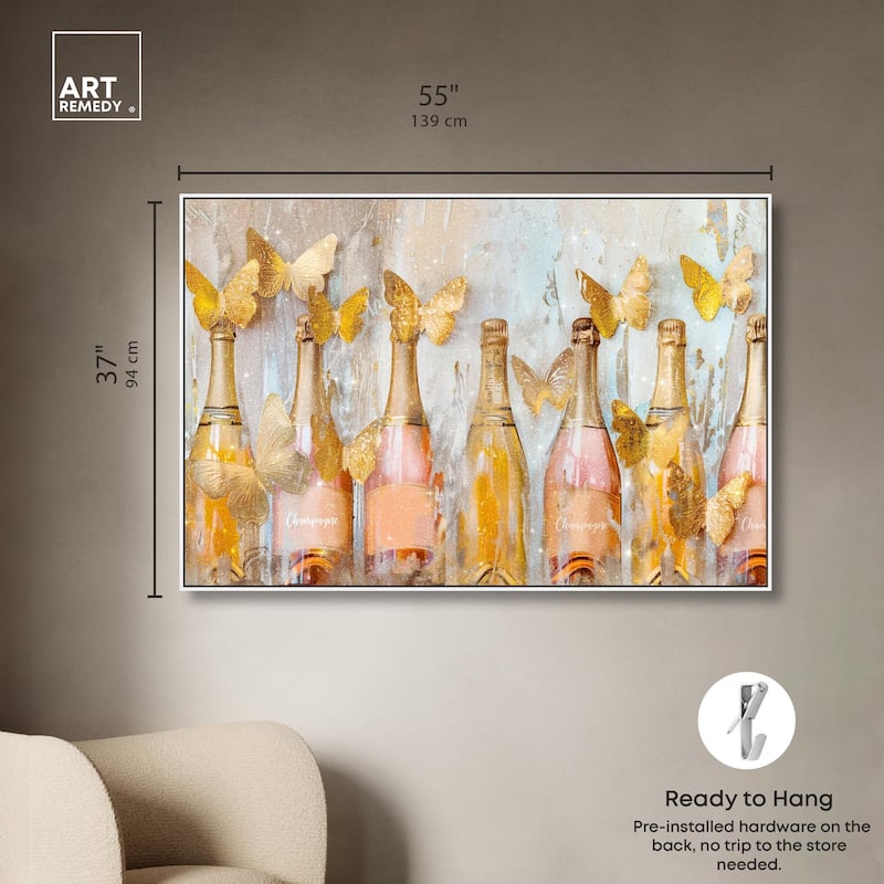 Golden Bright Campagne Line Canvas by Art Remedy