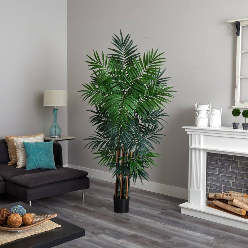 Decorative Palm Tree 6ft - Tropical Home Accent with Lush Green Leaves - Indoor Outdoor DÃ©cor - 6ft.