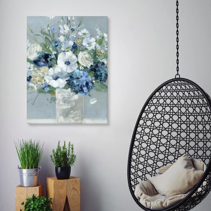 Be Happy Blue Crop by Sally Swatland Canvas Art Print