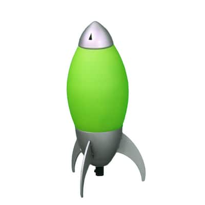 Kid Table Lamp with Rocket Design Silhouette, Green