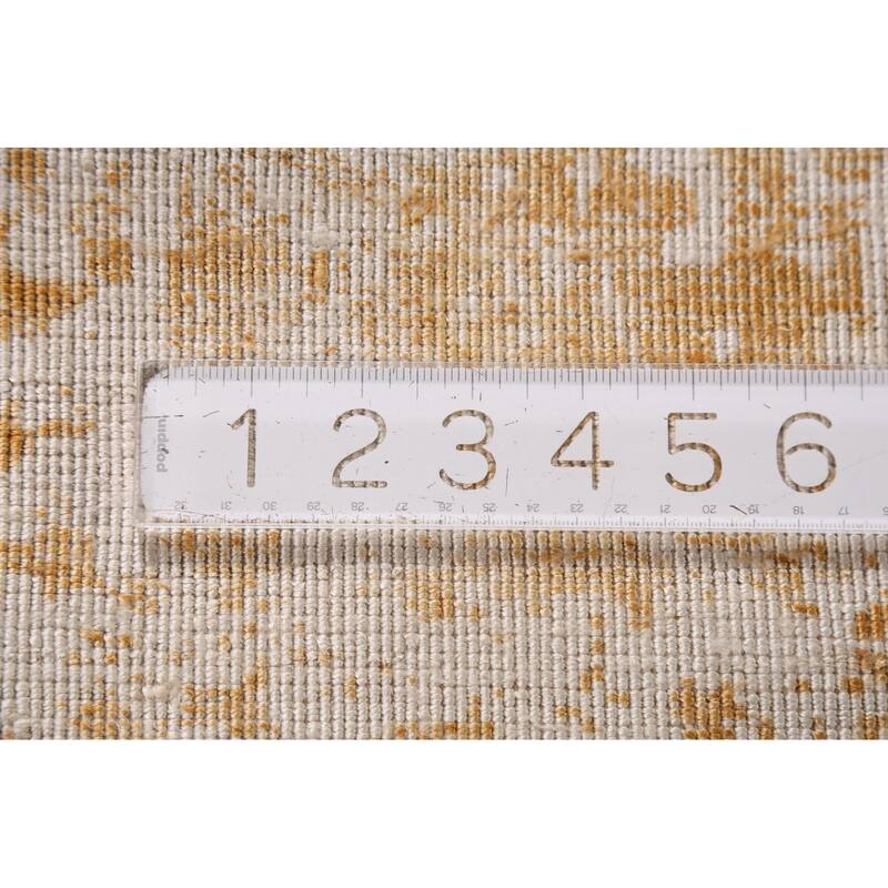 Gold Abstract Contemporary Foyer Rug Hand-Knotted Wool Carpet - 2'0"x 3'0"