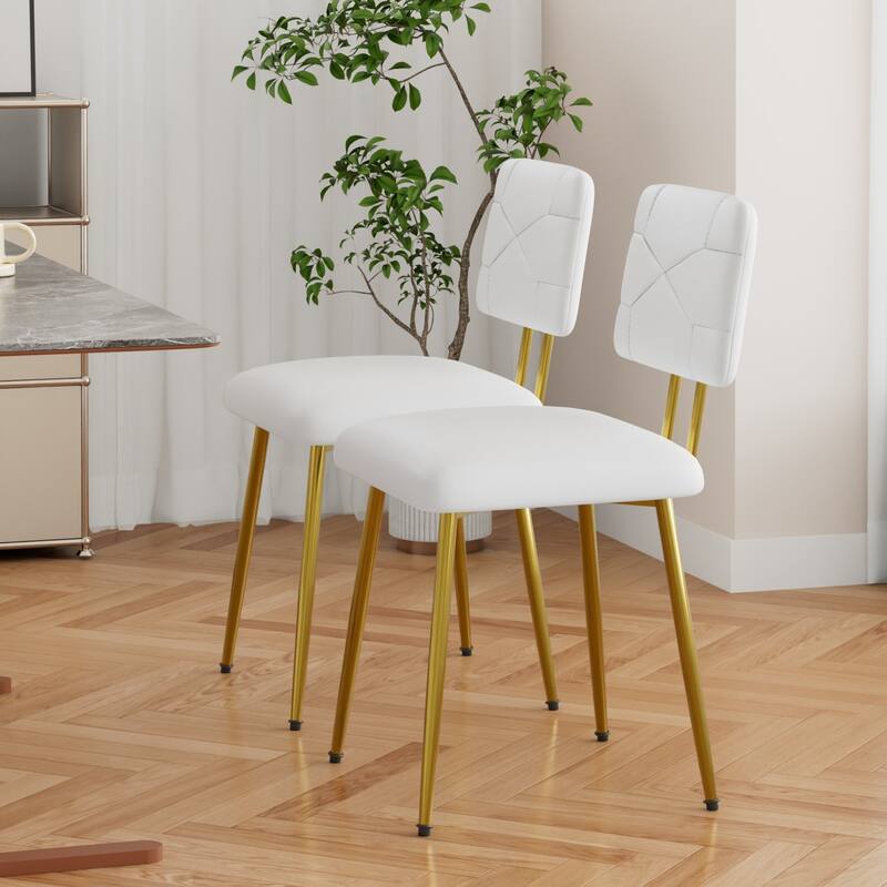 VECELO PU Leather Dining Chairs 2/4-Pack X-Back Side Chairs with Gold/Black Legs for Living room Bedroom Study Kitchen