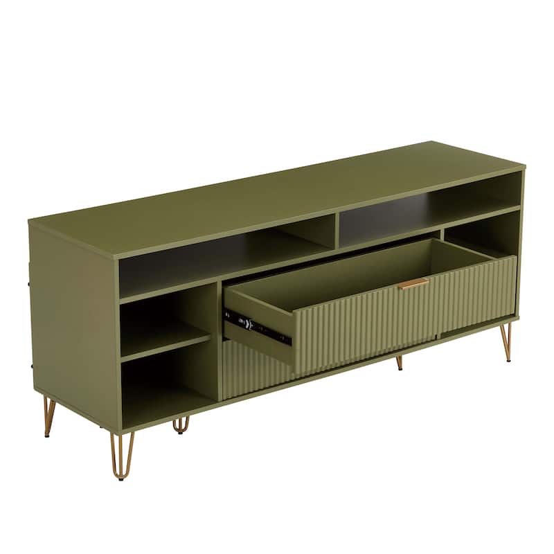 Manhattan Comfort Dumbo Mid-Century Modern TV Stand with 6 Shelves