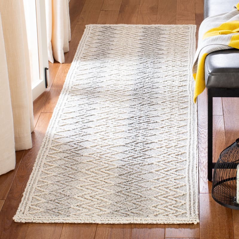 SAFAVIEH Handmade Trace Latosha Modern Wool Rug - 2'3" x 8' Runner - Blue/Black