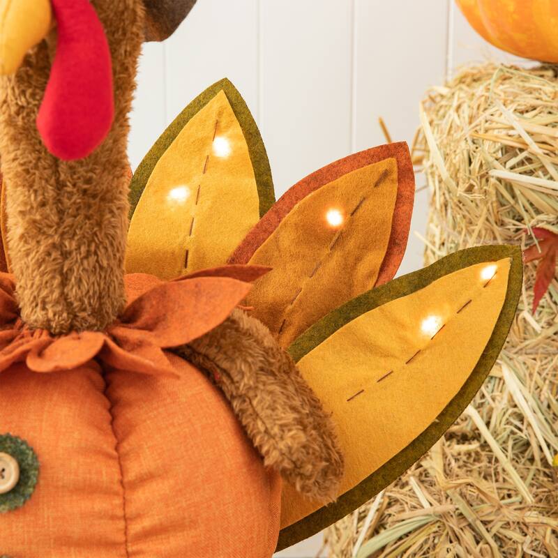 Glitzhome Set of 2 Thanksgiving LED Turkey Porch Decor With Telescoping Legs