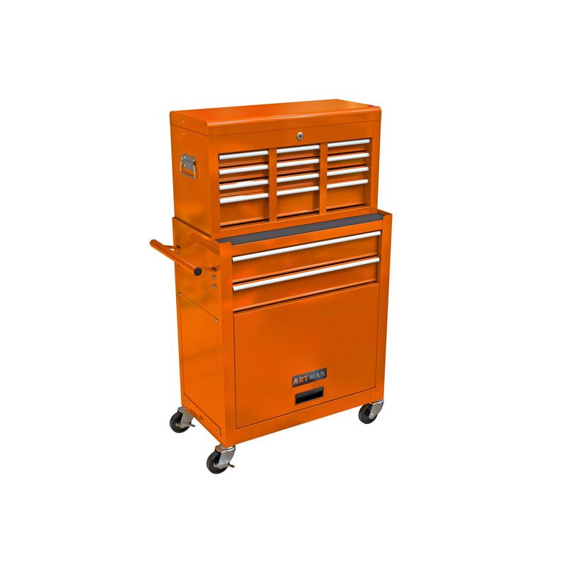 High Capacity Rolling Tool Chest with Wheels and Drawers, - Orange