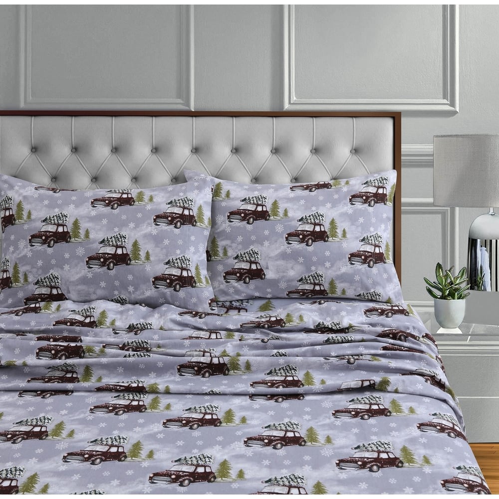 170-GSM Soft Flannel Extra Deep Pocket Bed Sheet Set with Oversized Flat