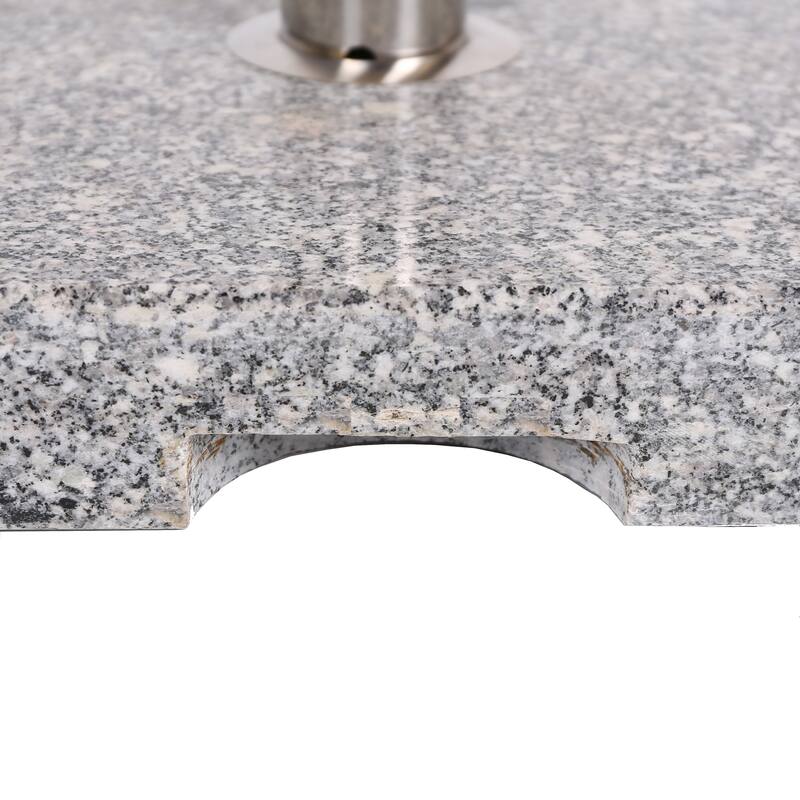 Roomfitters Square Granite Outdoor Umbrella Base with Stainless Steel Holder, 55 LBS Heavy Duty, Natural Grey