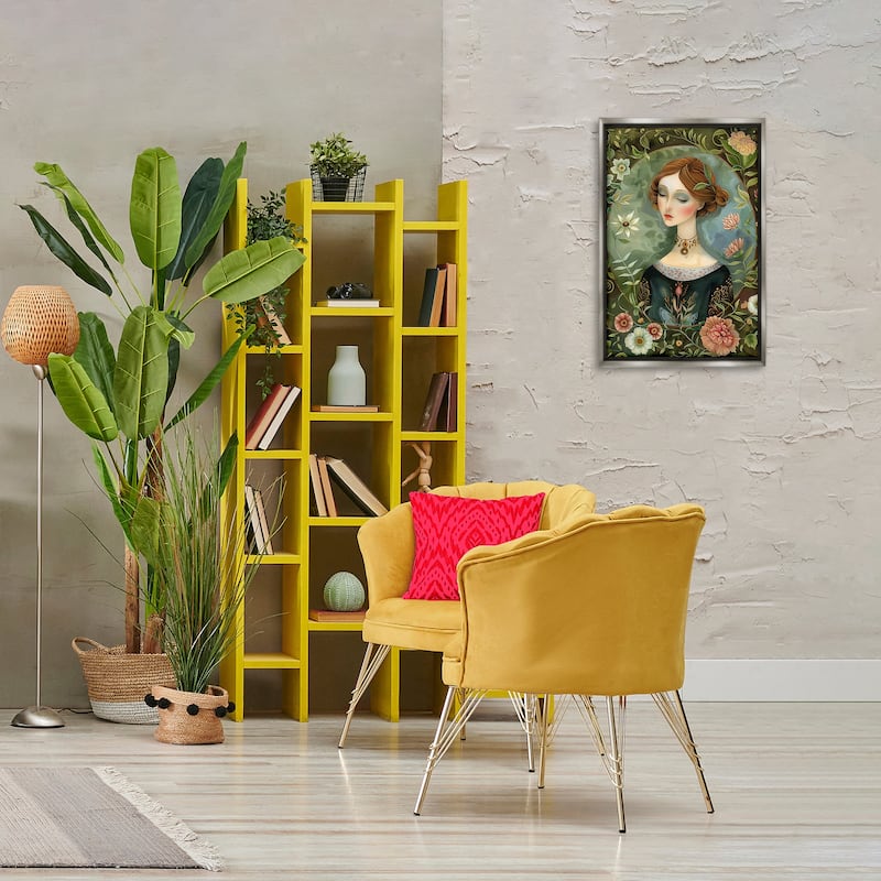 Stupell Floral Edged Victorian Woman Framed Floater Canvas Wall Art Design By The Dutch Lady