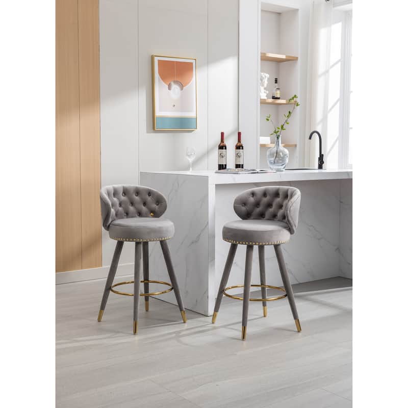COOLMORE Counter Height Bar Stools Set of 2 - Gray