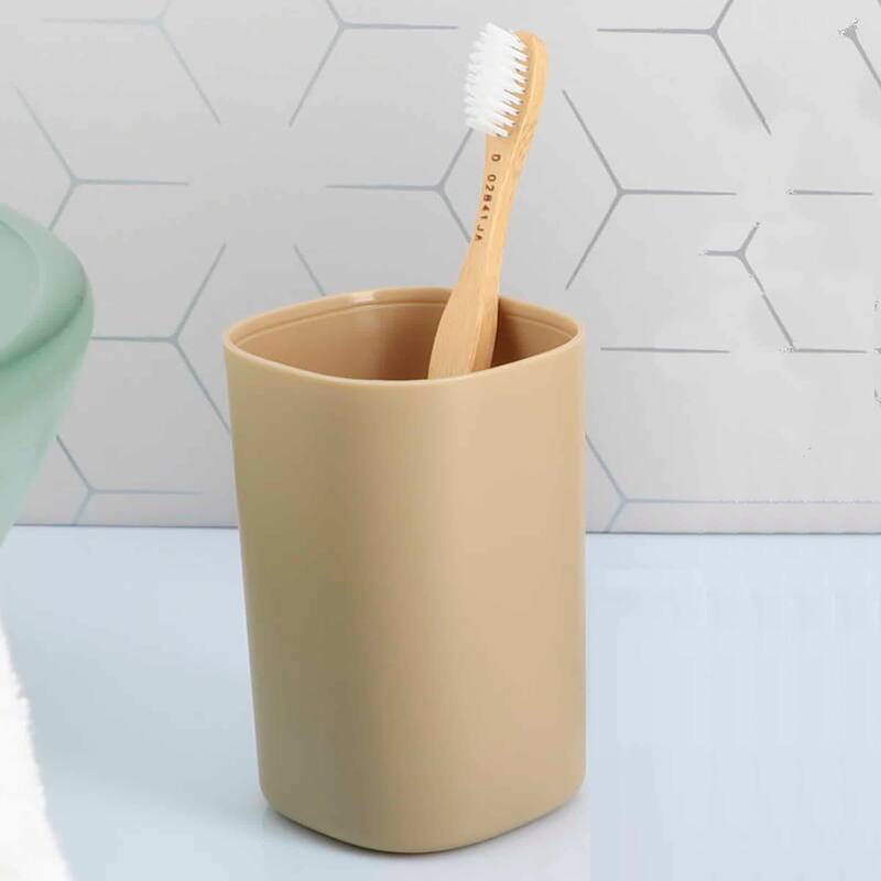 Set of 3 Bathroom Accessories- Tumbler, Soap Dispenser and Soap Dish Beige