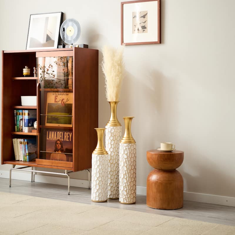 Metal Vase Set of 3, Tall Standing Floor Vases Home Décor Vase