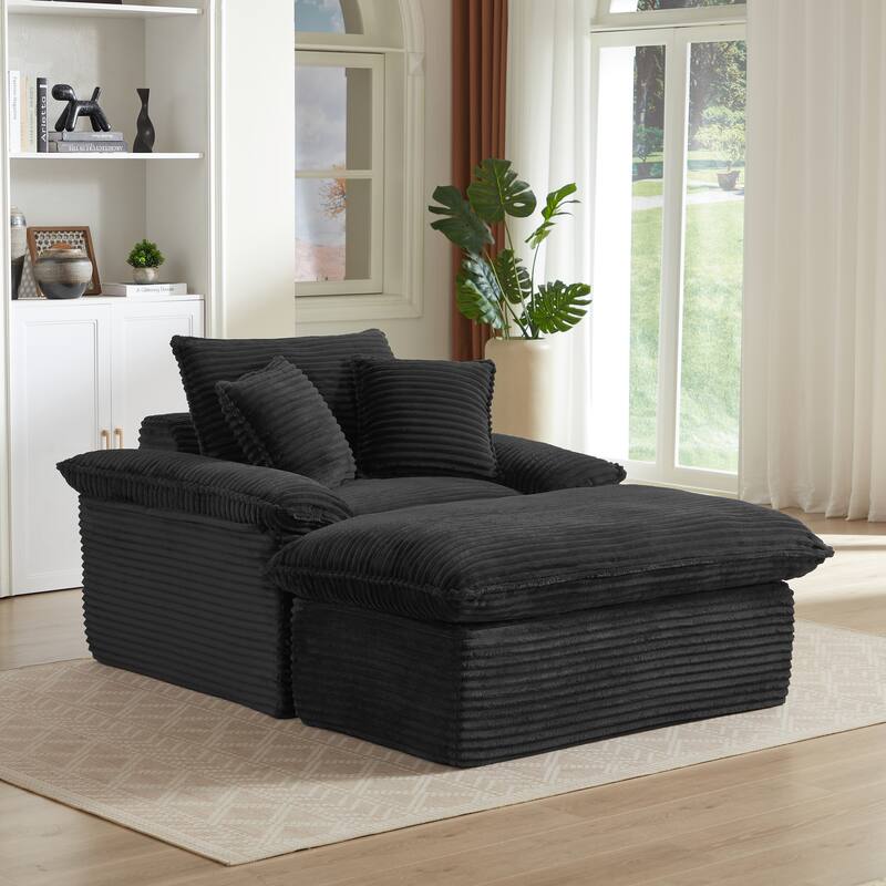 51.97" Modern Comfortable Cushioned Compression Single Sofa with Footrest