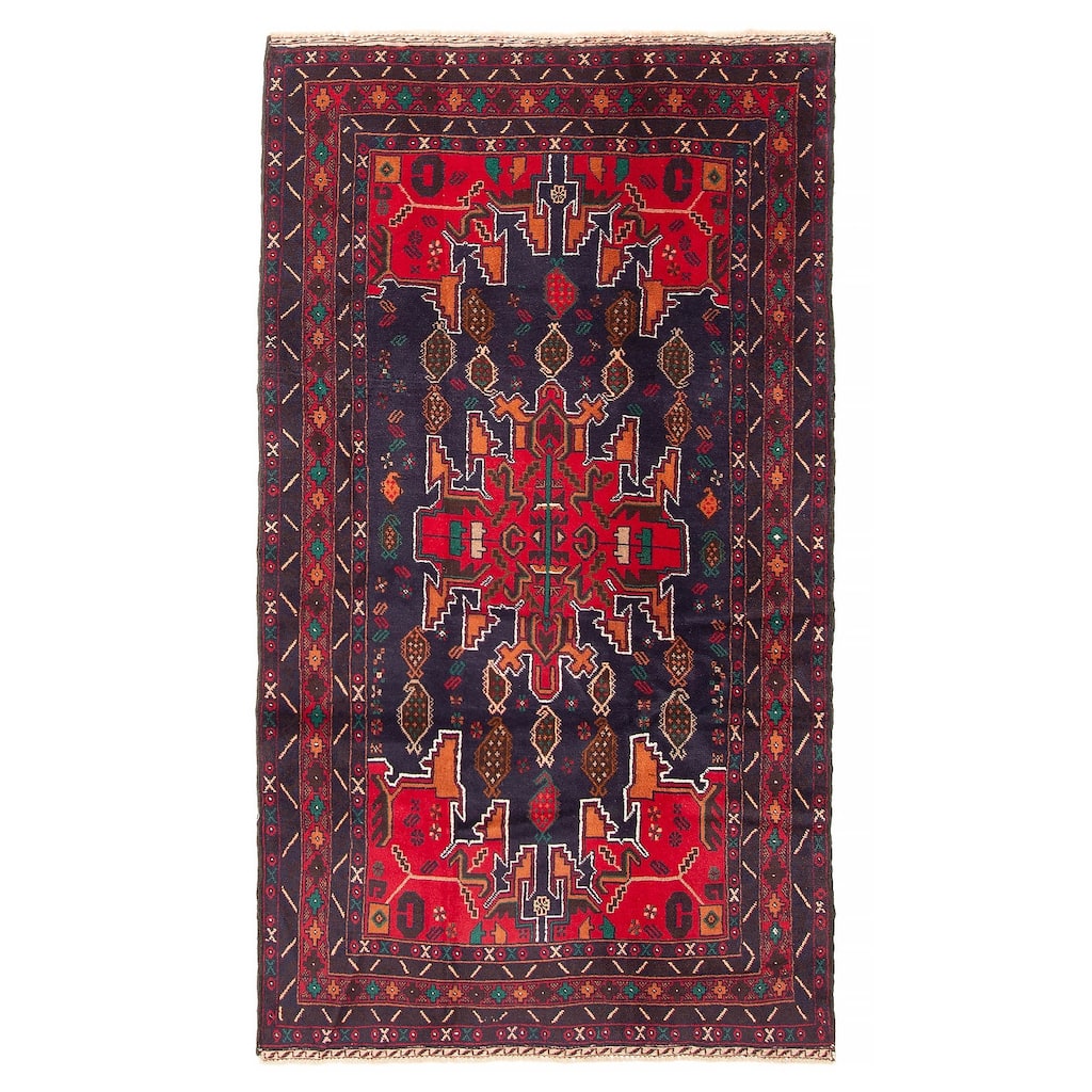 ECARPETGALLERY Hand-knotted Teimani Navy Wool Rug - 3'7 x 6'4