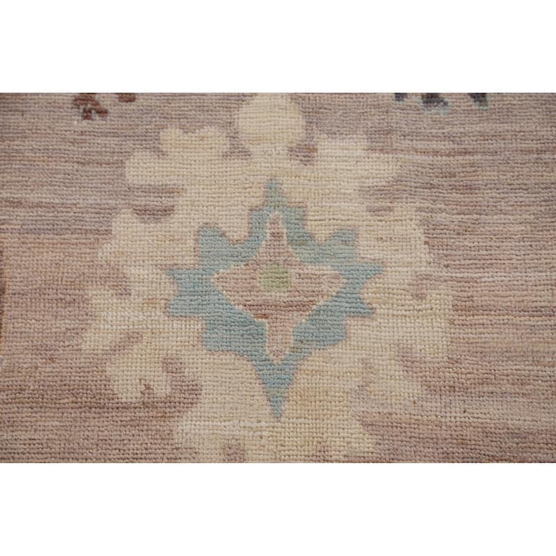 Hand Knotted Oriental 100% Wool Carpet Transitional All-Over Brown Oushak Area Rug - 10' 6'' X 8' 0''