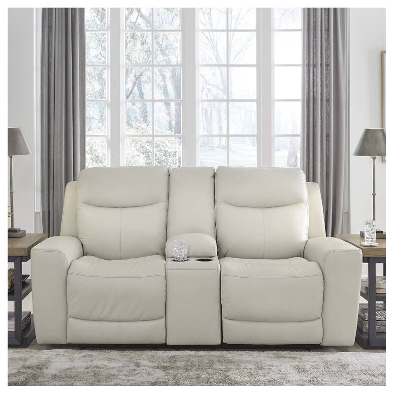 Signature Design by Ashley Mindanao Coconut Power Reclining Loveseat with Console - 79"W x 42"D x 43"H - Coconut