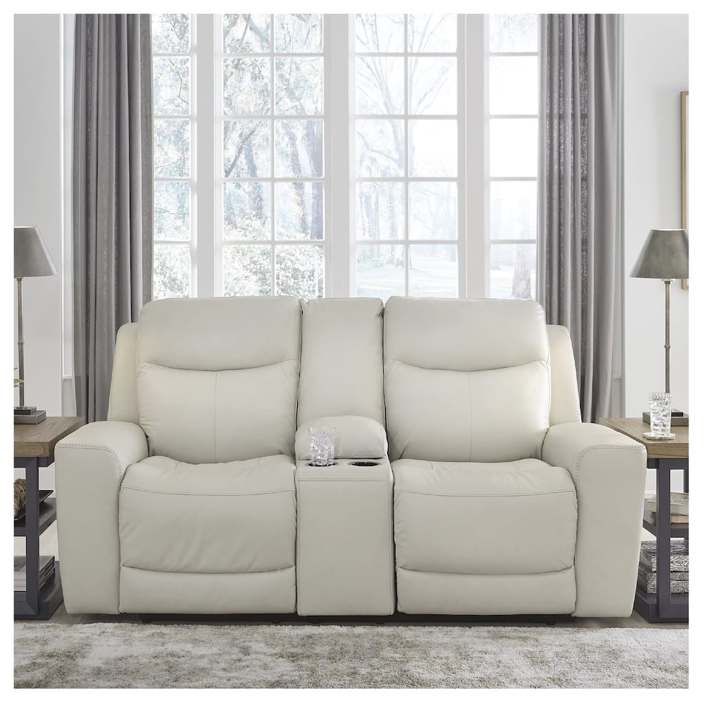 Signature Design by Ashley Mindanao Coconut Power Reclining Loveseat with Console - 79"W x 42"D x 43"H