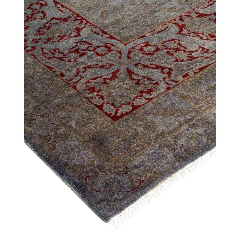 Overton Hand Knotted Wool Vintage Inspired Modern Contemporary Overdyed Gray Area Rug - 8' 2" x 10' 3"