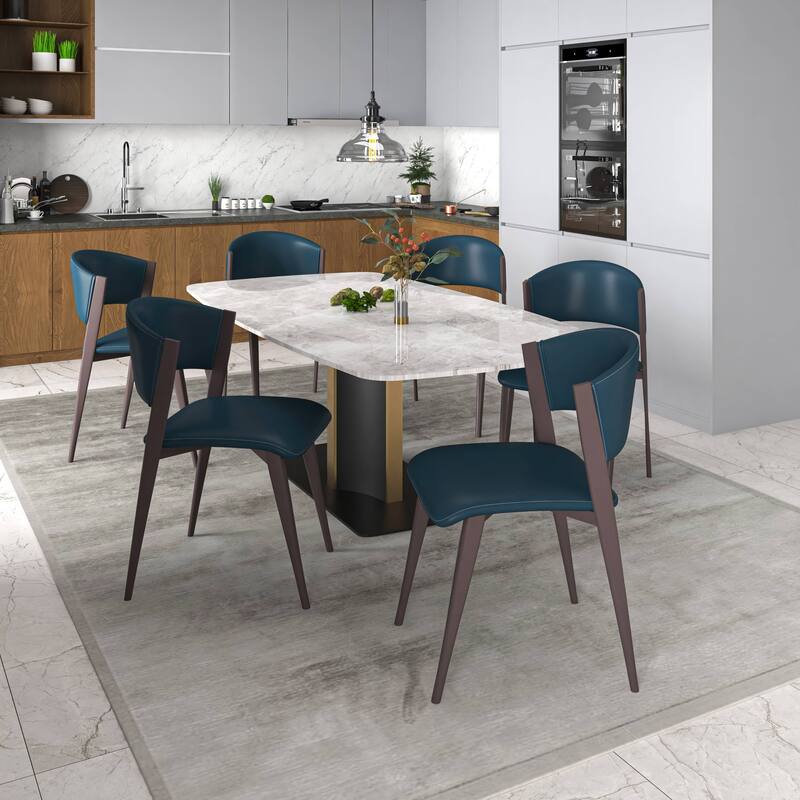 Leather Dining Chairs with Iron Legs and Open-Back Design Aspen Series Set of 2