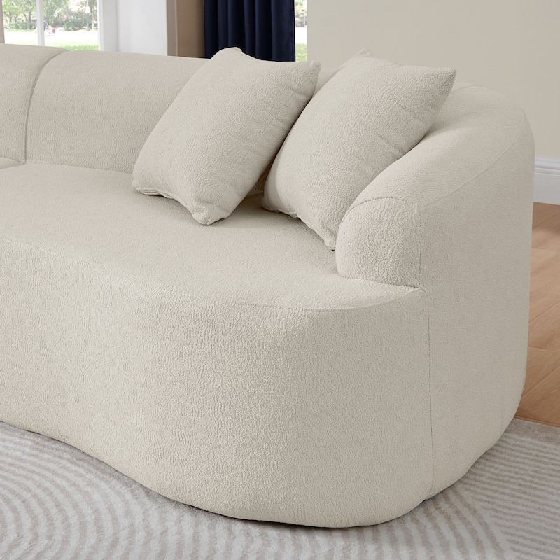 Lamb Wool Fabric Curved Sectional Sofa Modular Compressed Couch