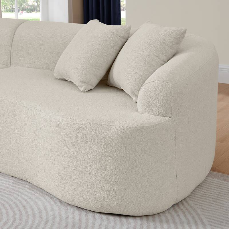 Roomfitters Curved Modular Sectional Sofa in Lamb's Wool Fabric, Modern Compressed Sofa No Assembly, Cozy for Living Room