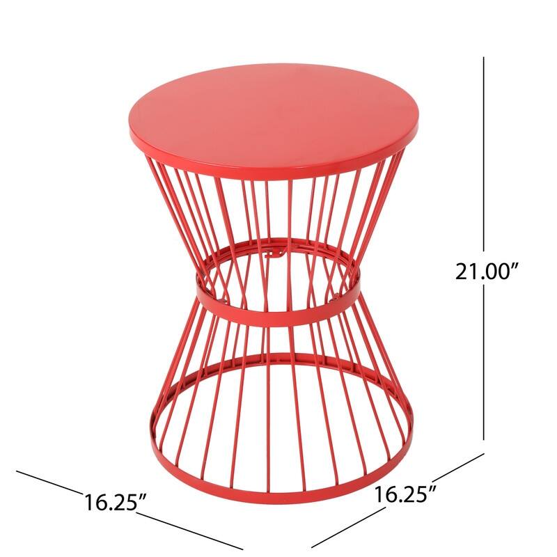16" Modern Hourglass Side Table for Outdoor & Indoor Use