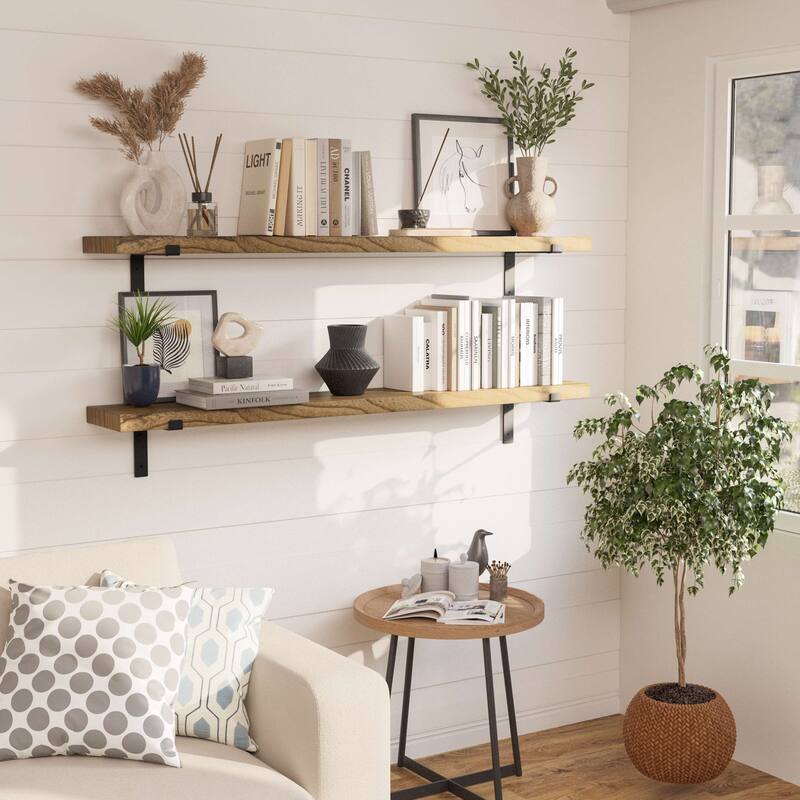 Wallniture Menton 48-60-72-84 inch Long, 9.25" Deep, 1.5" thick Floating Wall Shelf for Wall, Office Decor, Rustic Decor, 1 Pc - 60"
