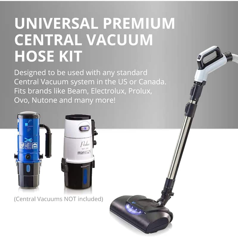 Premium 35 ft Universal Central Vacuum Hose Kit w/ Wessel Werk Power Nozzle by Prolux - N/A