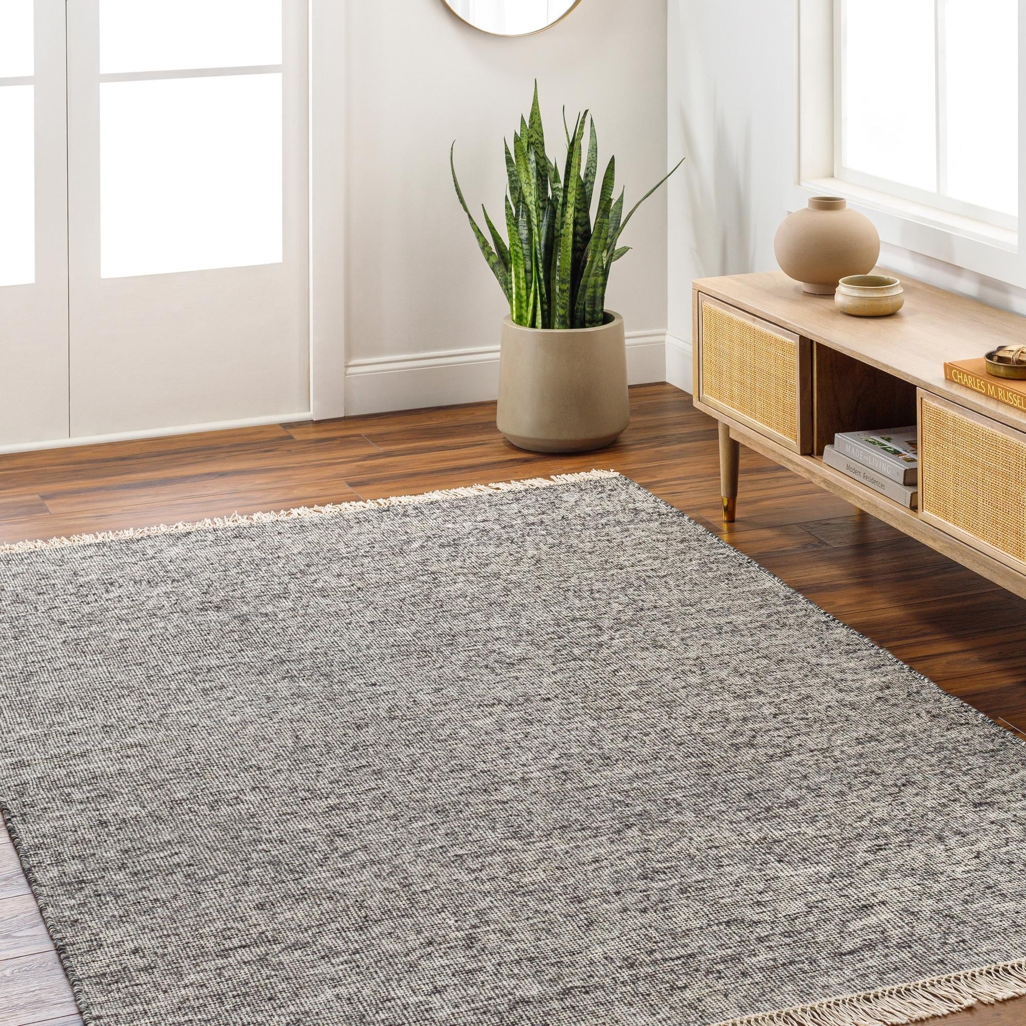 Hand-Woven Luther Solid Viscose Area Rug - 5' x 7' 6"