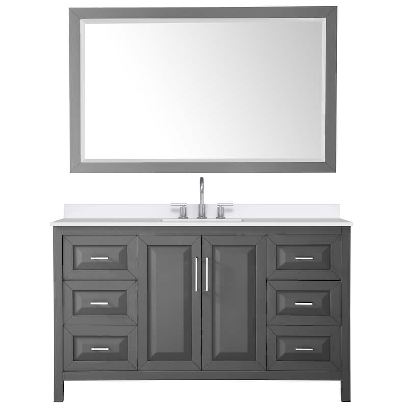 Daria 60-inch Single Vanity, 3 Hole Quartz Top, 58-inch Mirror