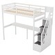 preview thumbnail 8 of 24, Twin Size Wooden Loft Bed with Storage Staircase and Built-in Desk,Modern Style