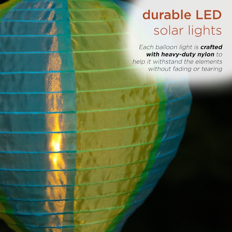 Solar Green/Blue Cloth Hot Air Balloon with Flame LED Lights