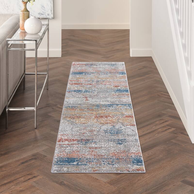 Nourison Rustic Textures Contemporary Abstract Area Rug - 2' 2" x 7' 6" - Multicolor - Runner